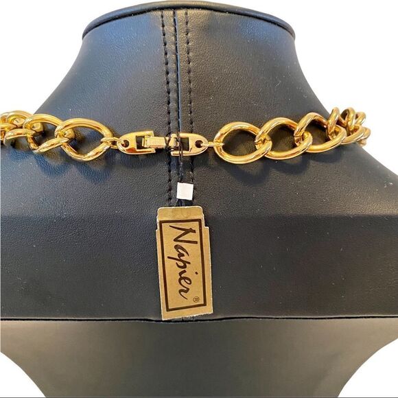 Napier Red & Gold Bar Necklace on large link chain. Gorgeous! - Picture 5 of 5